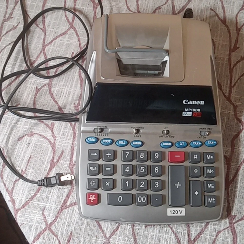 Canon MP18DII Pro Printing Calculator Adding  Machine 12 digit 2 color TESTED